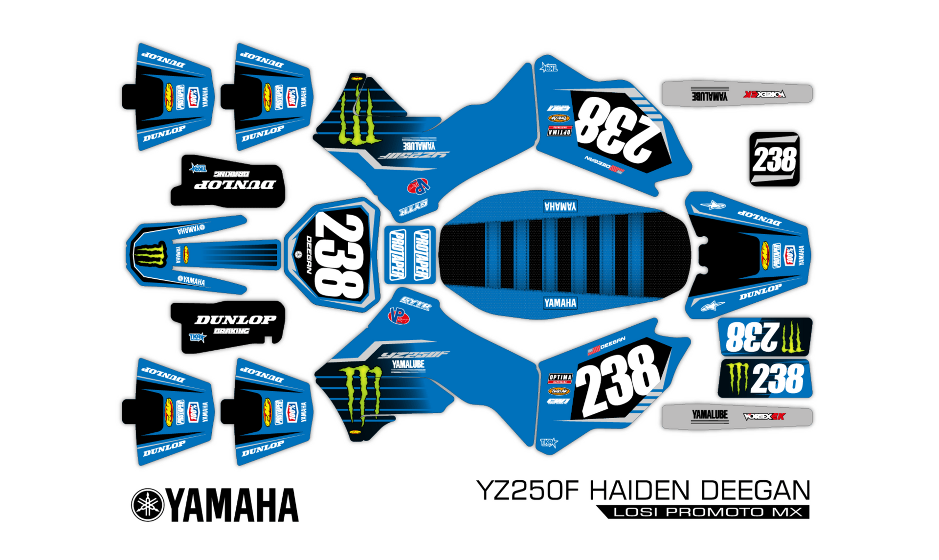 YAMAHA YZ250F HAIDEN DEEGAN PRO LOSI PROMOTO MX SKIN - GLOSS
