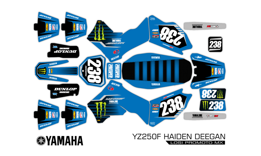 YAMAHA YZ250F HAIDEN DEEGAN PRO LOSI PROMOTO MX SKIN - GLOSS FINISH