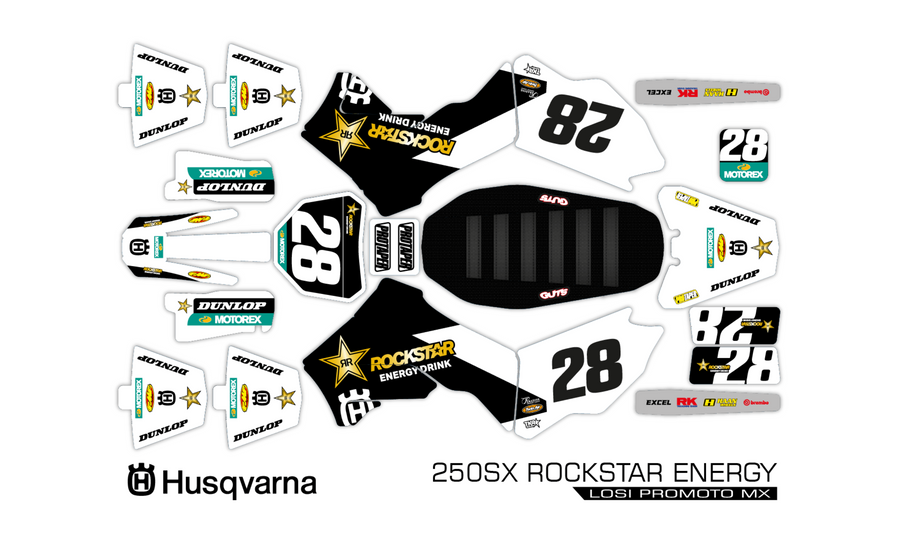 HUSQVARNA 250X ROCKSTAR ENERGY PRO LOSI PROMOTO MX SKIN - GLOSS FINISH