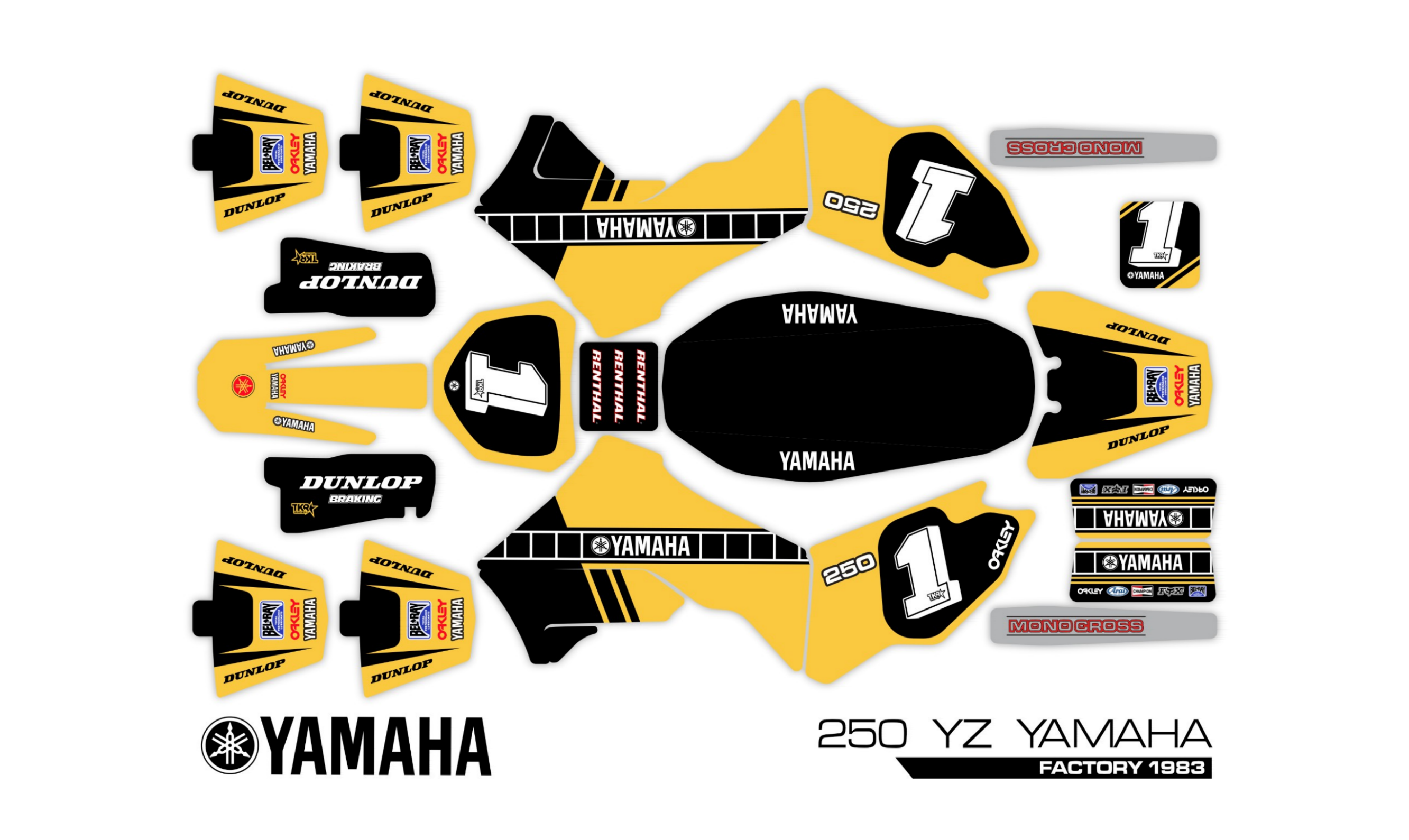 YAMAHA '83 "KENNY ROBERTS" YZ250 VINTAGE PRO LOSI PROMOTO MX SKIN - GLOSS FINISH