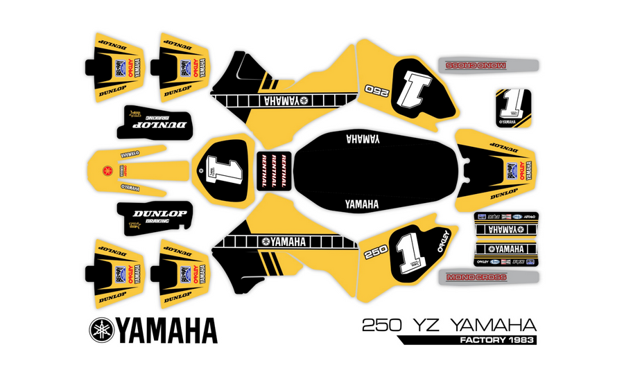 YAMAHA '83 "KENNY ROBERTS" YZ250 VINTAGE PRO LOSI PROMOTO MX SKIN - GLOSS FINISH