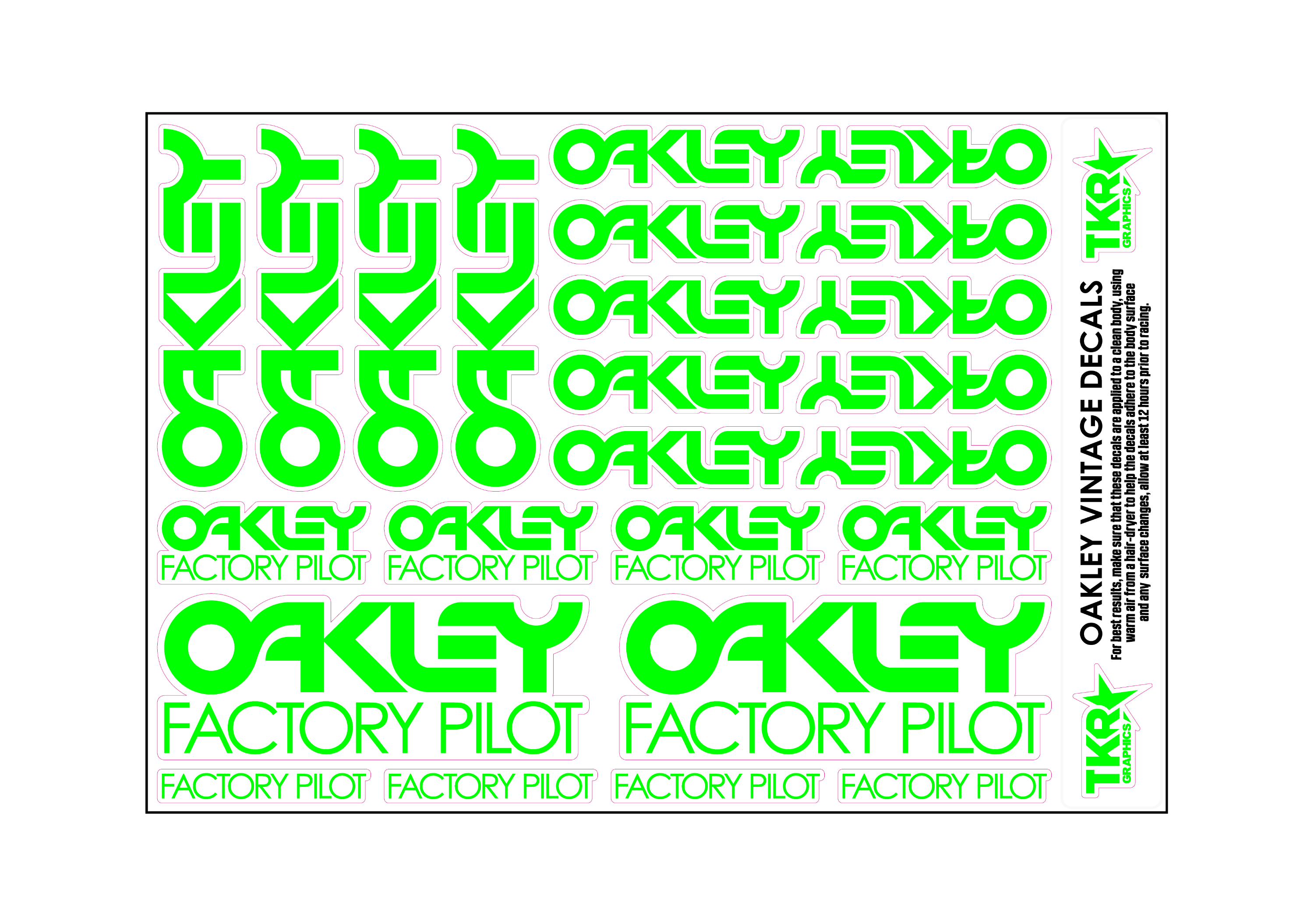 STOCK OAKLEY VINTAGE A5 SHEET ON CLEAR VINYL