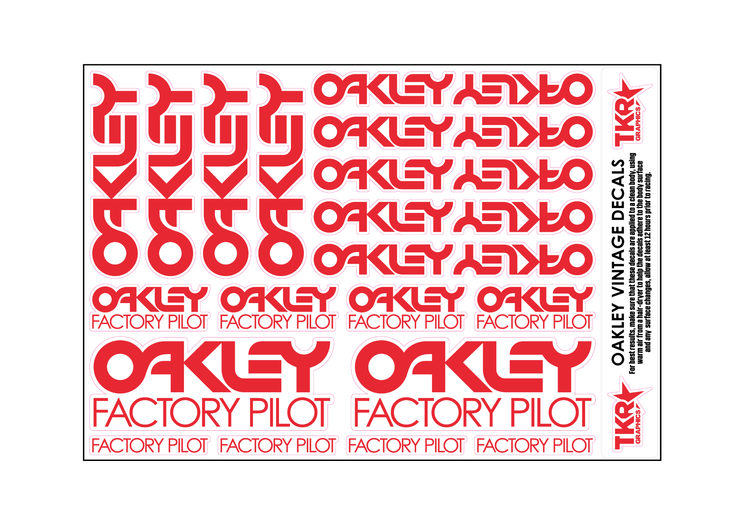 STOCK OAKLEY VINTAGE A5 SHEET ON CLEAR VINYL