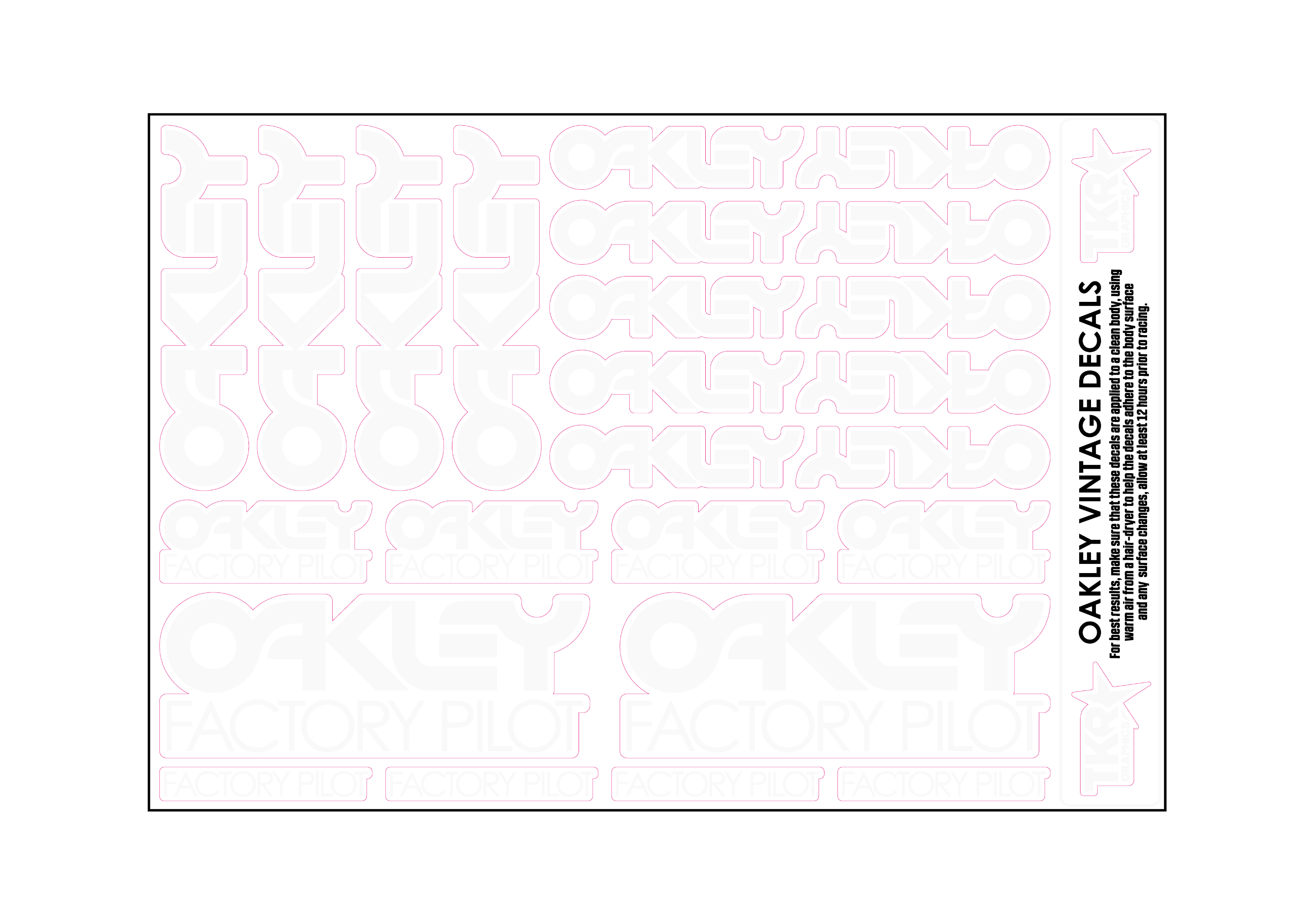 STOCK OAKLEY VINTAGE A5 SHEET ON CLEAR VINYL