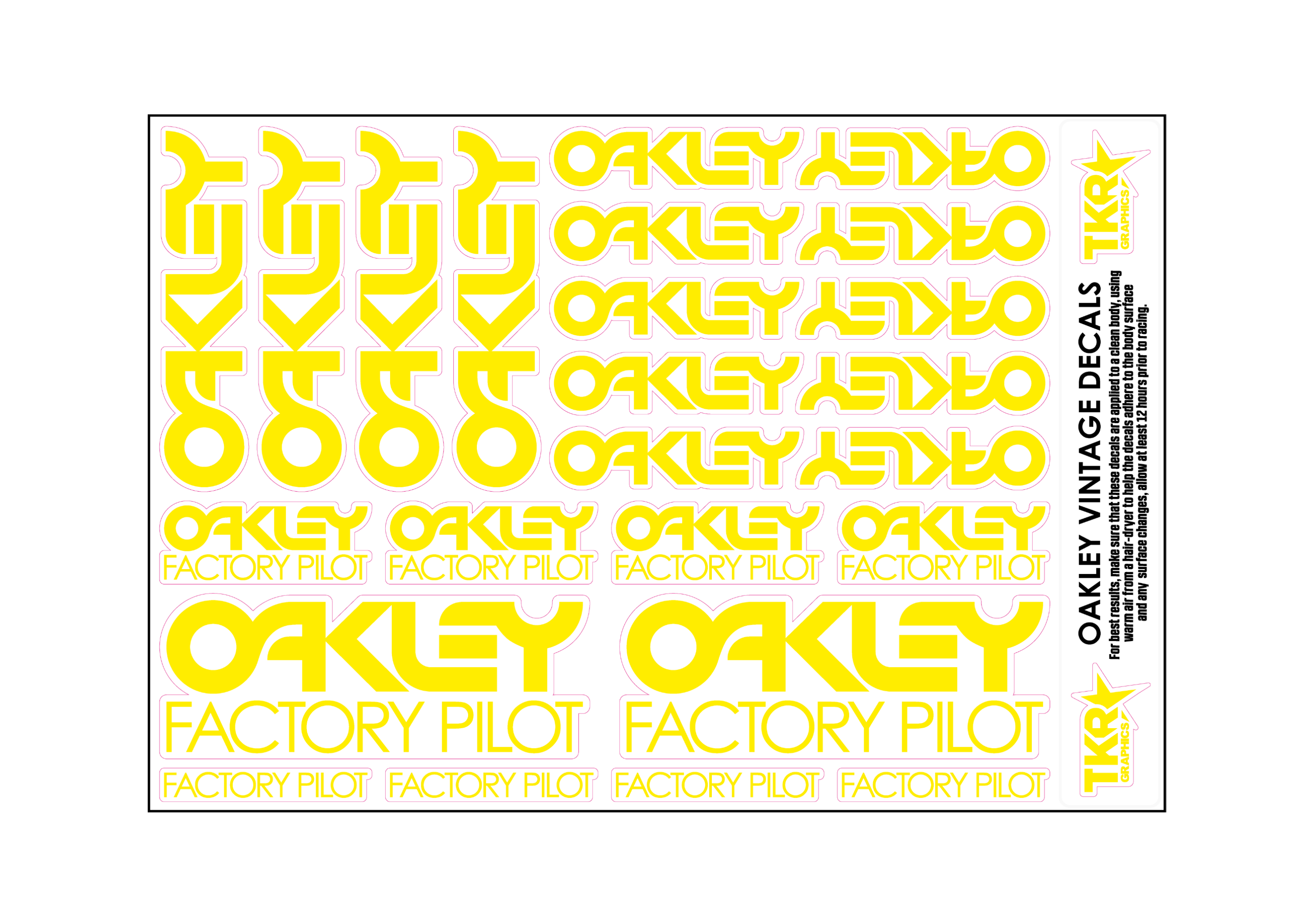 STOCK OAKLEY VINTAGE A5 SHEET ON CLEAR VINYL