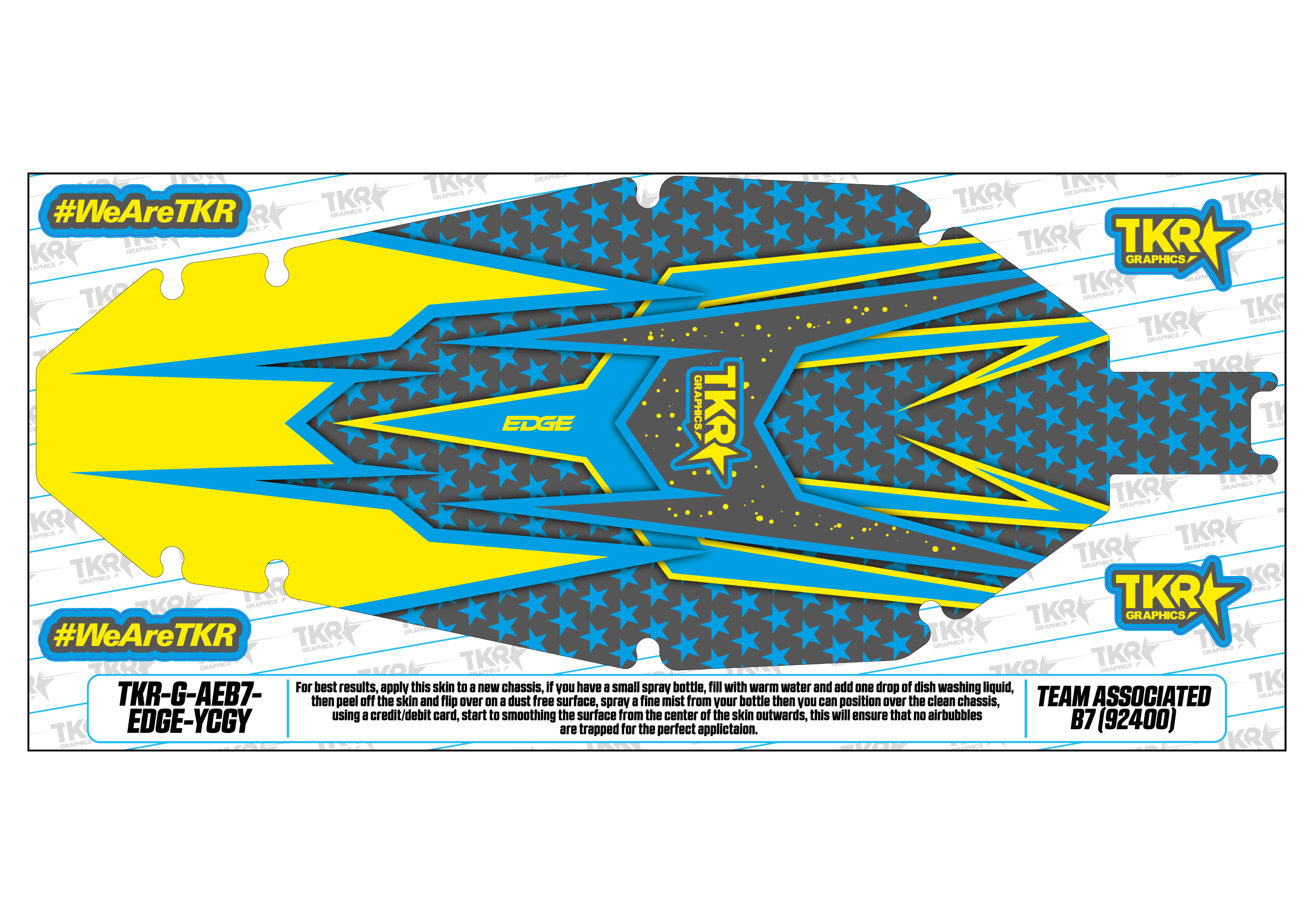 TEAM ASSOCIATED RC10 B7 (92400) CHASSIS PROTECTOR SKIN (STOCKED GRAPHICS)