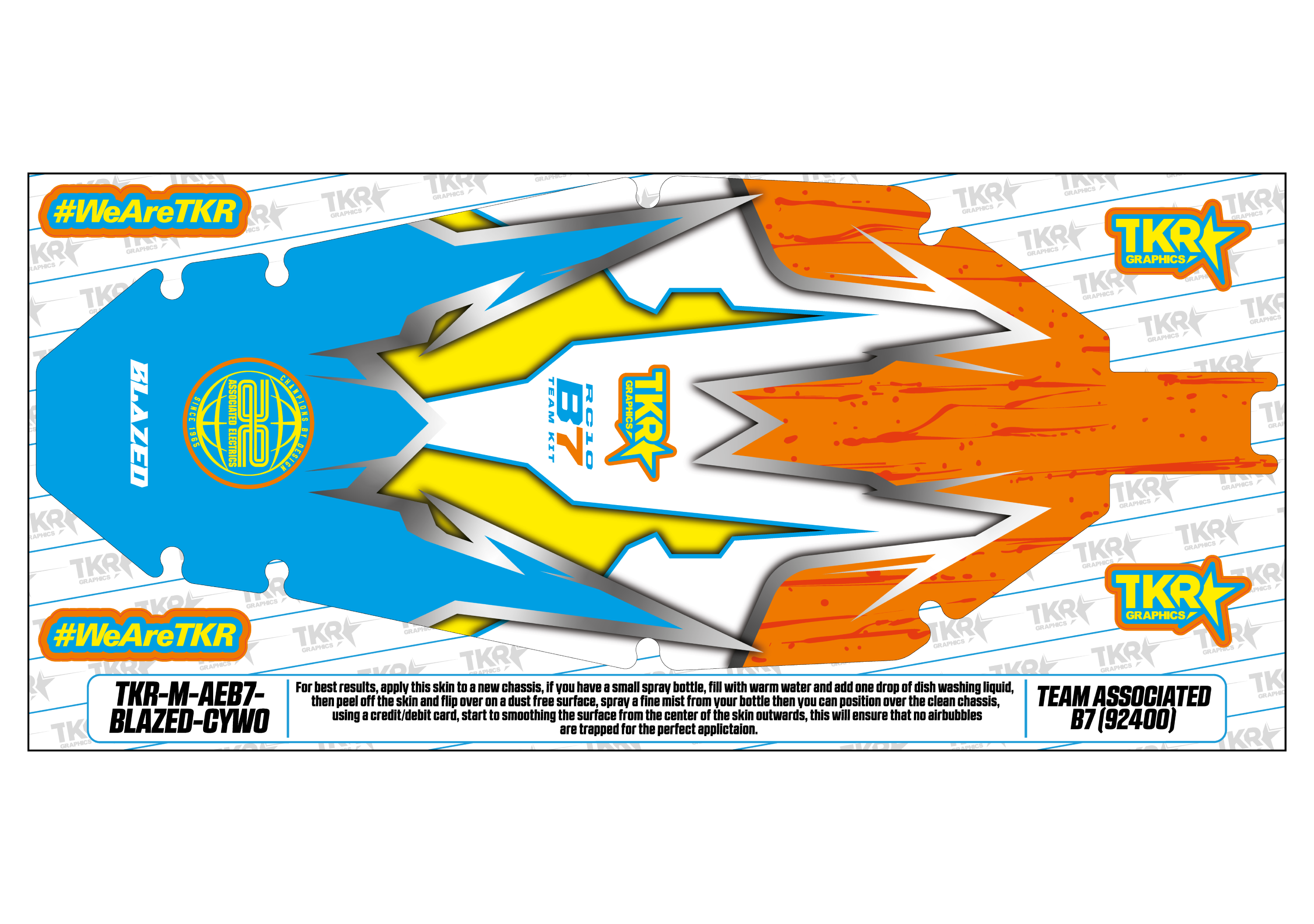 TEAM ASSOCIATED RC10 B7 (92400) CHASSIS PROTECTOR SKIN (STOCKED GRAPHICS)