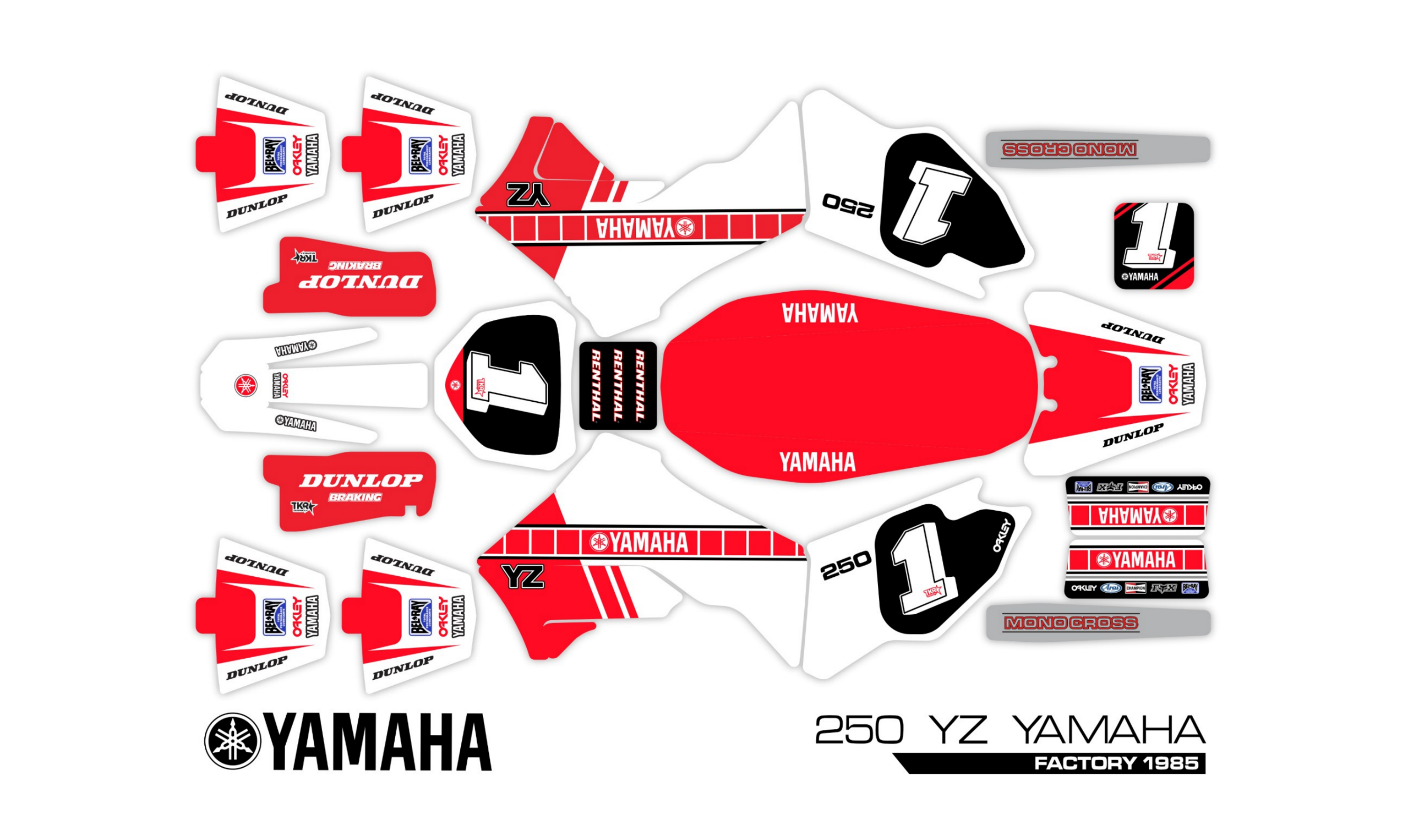 YAMAHA '85 YZ250 VINTAGE PRO LOSI PROMOTO MX SKIN - GLOSS FINISH